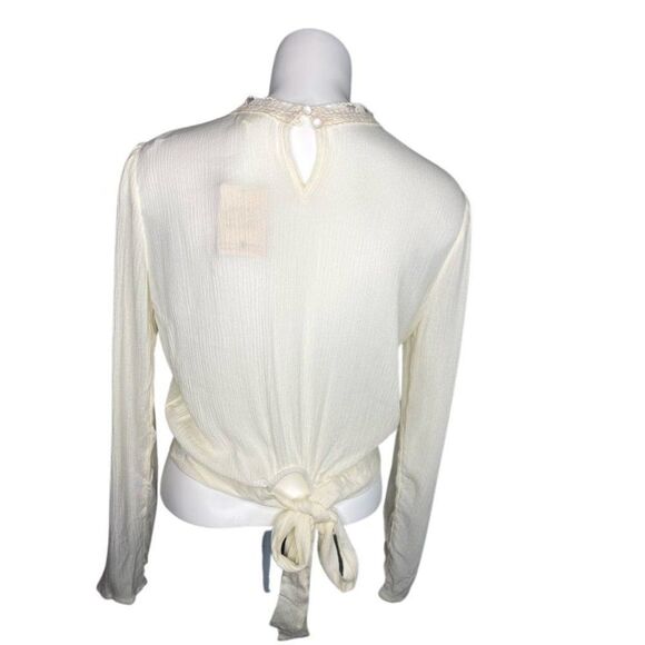 Self‎ Esteem Juniors' Blouse Top Tie-Back Crochet Medium Ivory - Picture 2 of 6